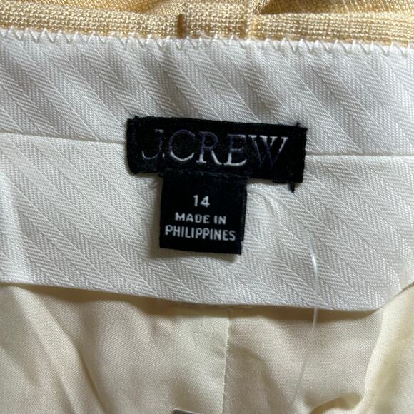 J. Crew Cuffed Wide Leg Yellow Trouser in Luster Canvas 14 New with Small Flaw - Picture 8 of 11